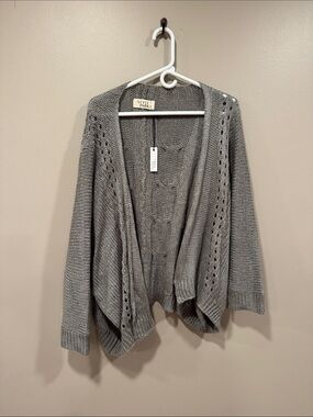 Style & Co. Gray Open Drape Knit Cardigan